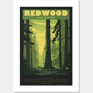 Redwoods National Park Vintage Travel Poster Posters and Art